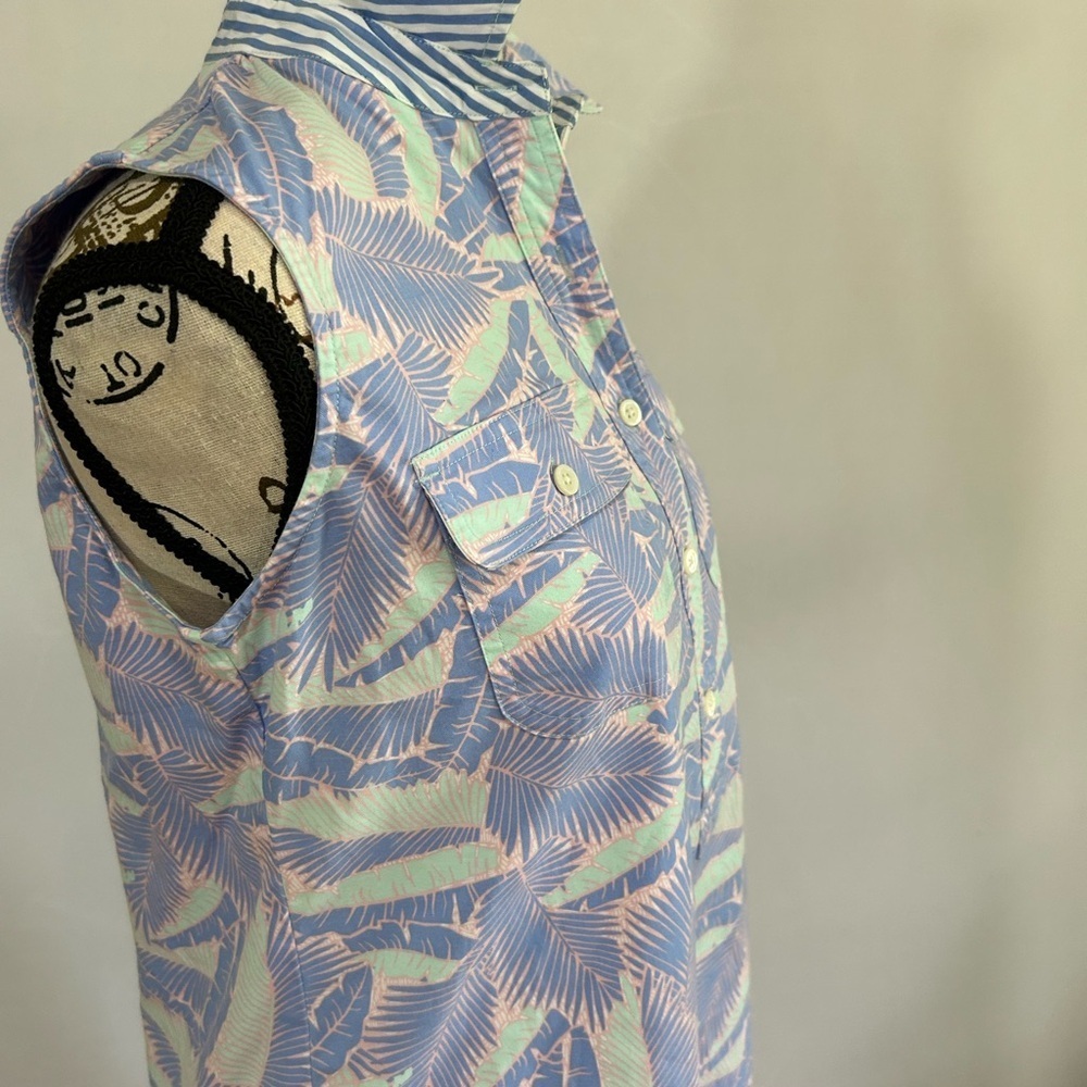 Vineyard Vines Blue and Pink Leaf Print Dress - Picture 8 of 15